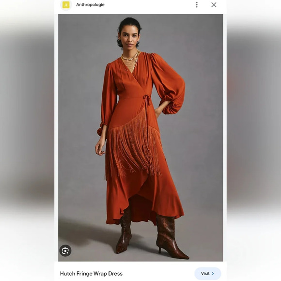 NWT Anthropologie Hutch Fringe Wrap Dress Size Medium Petite - Picture 9 of 9